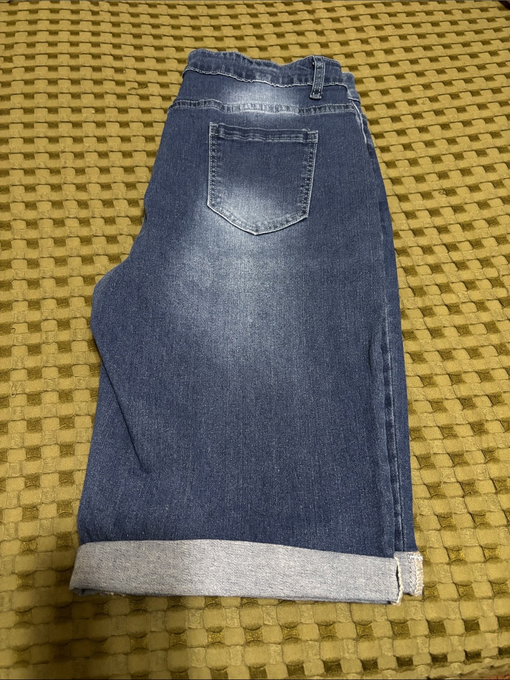 Dark Wash Denim Bermuda Shorts - Picture 2 of 7
